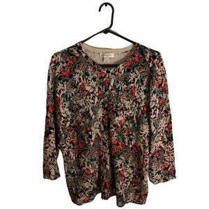 Christopher & Banks Floral Sweater Cardigan 3/4 Sleeves Women’s Size Large
